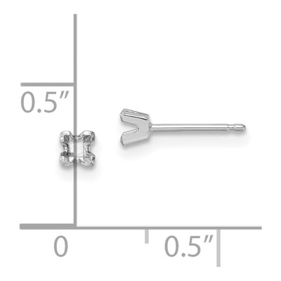 14K White Gold Princess Cut Earring Mounting – view 4