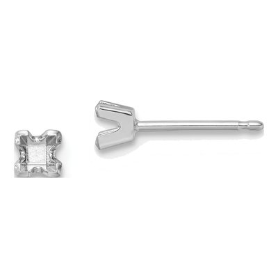 14K White Gold Princess Cut Earring Mounting