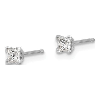 14K White Gold 0.24 ct tw 2.75mm Square Diamond Princess Cut Stud Earrings – view 2