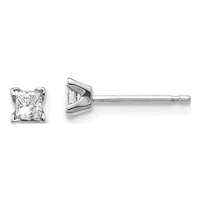 14K White Gold 0.24 ct tw 2.75mm Square Diamond Princess Cut Stud Earrings