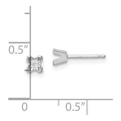 14K White Gold Princess Cut Stud Earring Mounting – view 4