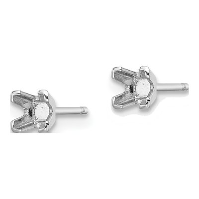 14K White Gold Princess Cut Stud Earring Mounting – view 3