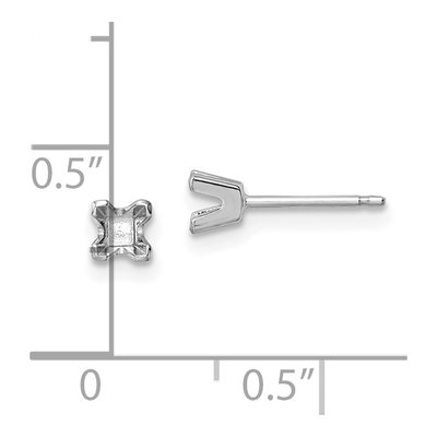 14K White Gold Princess Cut Stud Earring Mounting – view 4