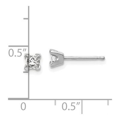 14K White Gold 0.42 ct tw 3.25mm Square Diamond Princess Cut Stud Earrings – view 2