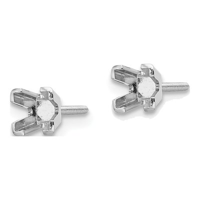 14K White Gold Princess Cut Stud Earring Mounting – view 3
