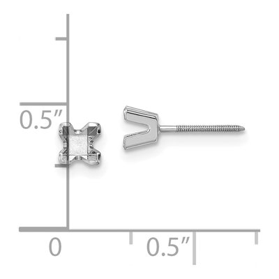 14K White Gold Princess Cut Stud Earring Mounting – view 4