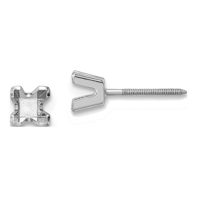 14K White Gold Princess Cut Stud Earring Mounting