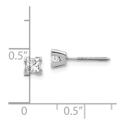 14K White Gold 1/2 ct tw 3.5mm Square Diamond Princess Cut Stud Earrings – view 2