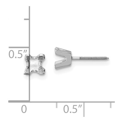14K White Gold Princess Cut Stud Earring Mounting – view 5