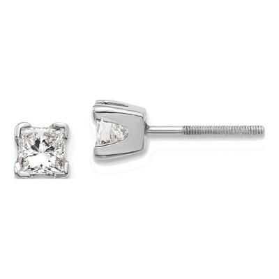 14K White Gold 2/3 ct tw 3.75mm Square Diamond Princess-Cut Stud Earrings