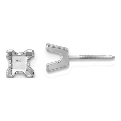14K White Gold Princess Cut Stud Earring Mounting