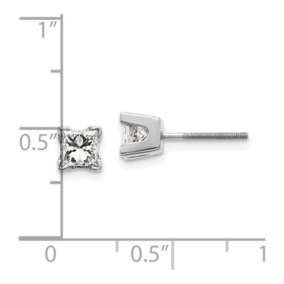14K White Gold 0.8 ct tw 4mm Square Diamond Princess-Cut Stud Earrings – view 2