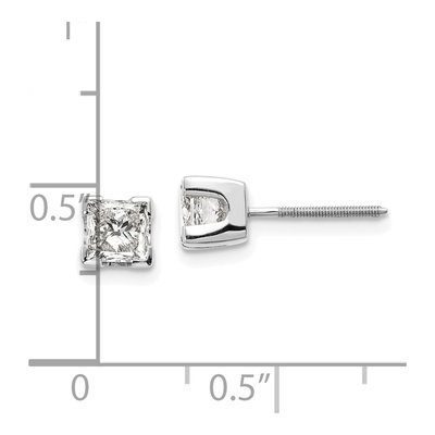 14K White Gold Princess-Cut Diamond Stud Earring Mounting – view 2