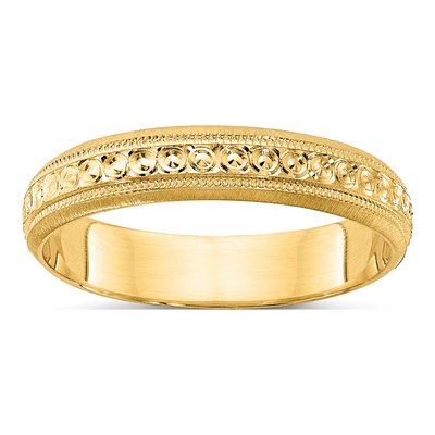 14K Yellow Gold 3mm Etched Wedding Band