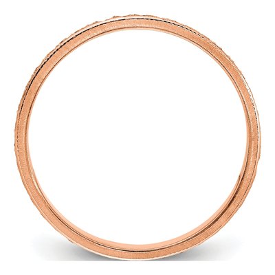 14K Rose Gold 3mm Etched Wedding Band – view 2