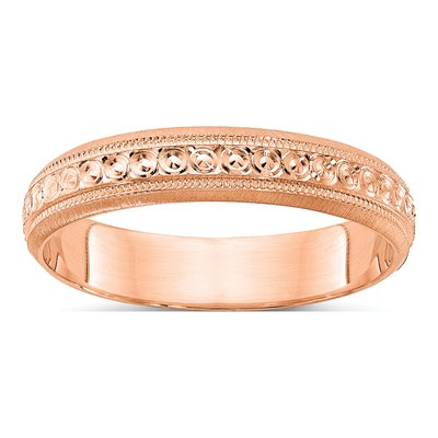 14K Rose Gold 3mm Etched Wedding Band