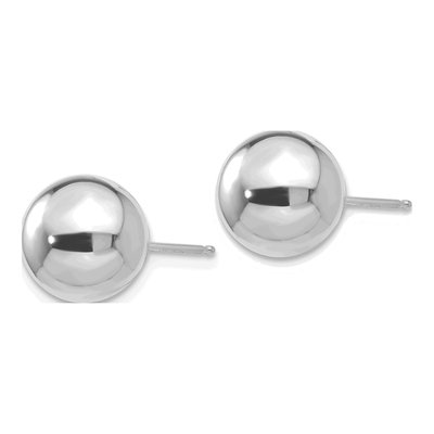 14K White Gold Puffed Ball Stud Earrings – view 3