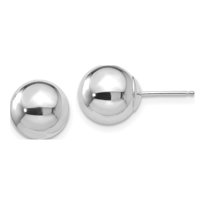 14K White Gold Puffed Ball Stud Earrings