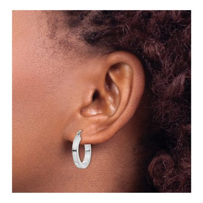 14K White Gold 20mm Square Tube Hoop Earrings – view 4