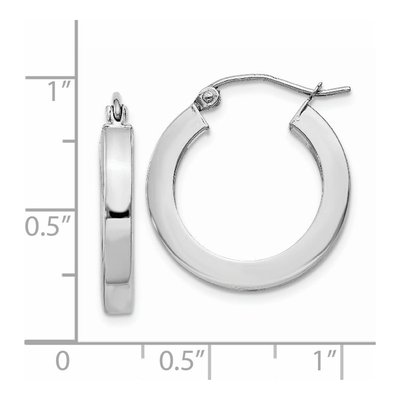 14K White Gold 20mm Square Tube Hoop Earrings – view 5