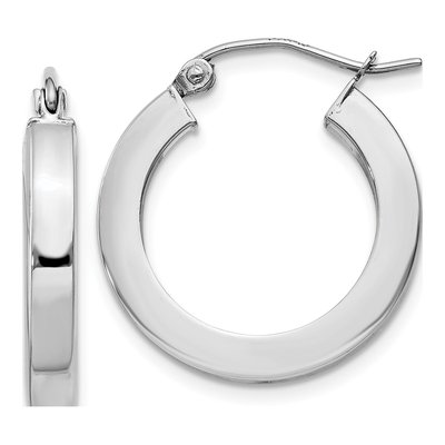 14K White Gold 20mm Square Tube Hoop Earrings