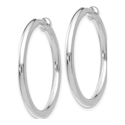 14K White Gold 25mm Tube Non-Pierced Hoop Earrings – view 3