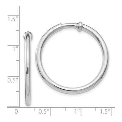 14K White Gold 25mm Tube Non-Pierced Hoop Earrings – view 5