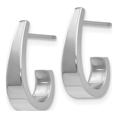 14K White Gold J- Hoop Earrings – view 3