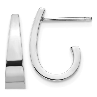 14K White Gold J- Hoop Earrings