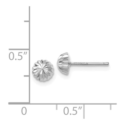 14K White Gold Diamond-Cut Half Ball Stud Earrings – view 5