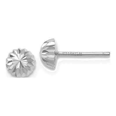 14K White Gold Diamond-Cut Half Ball Stud Earrings