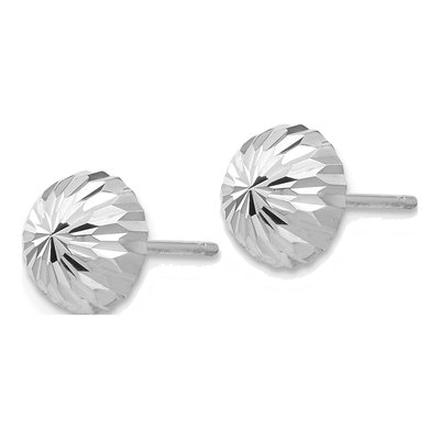 14K White Gold Diamond-Cut Half Ball Stud Earrings – view 3