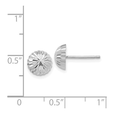 14K White Gold Diamond-Cut Half Ball Stud Earrings – view 5