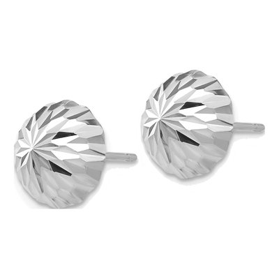 14K White Gold Diamond-Cut Half Ball Stud Earrings – view 3