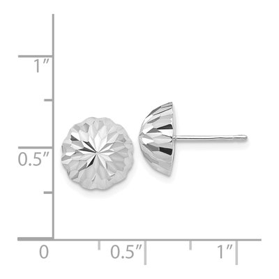 14K White Gold Diamond-Cut Half Ball Stud Earrings – view 5
