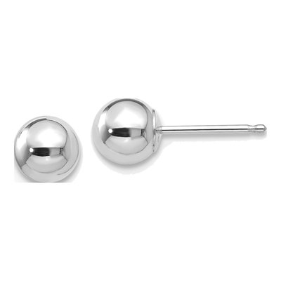 14K White Gold Puffed Ball Stud Earrings