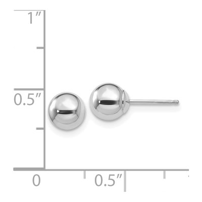 14K White Gold Puffed Ball Stud Earrings – view 6