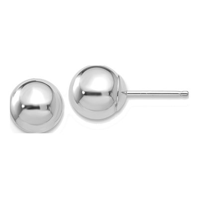 14K White Gold Puffed Ball Stud Earrings
