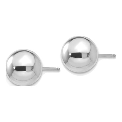 14K White Gold Puffed Ball Stud Earrings – view 3