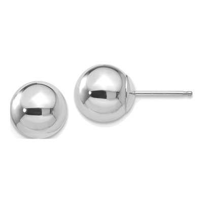 14K White Gold Puffed Ball Stud Earrings