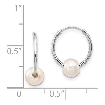 14K White Gold Freshwater Cultured Pearl Endless Hoop Earrings – view 4