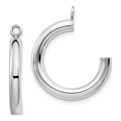 14K White Gold 29mm Tube Hoop Earrings