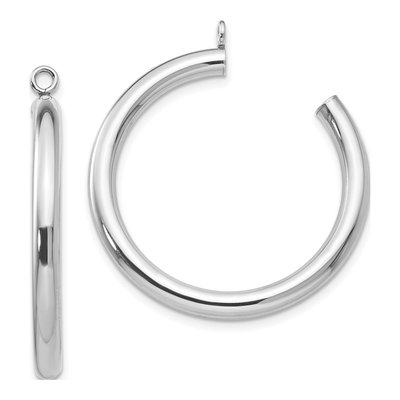 14K White Gold 30mm Tube Hoop Earrings