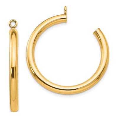 14K Yellow Gold 30mm Tube Hoop Earrings