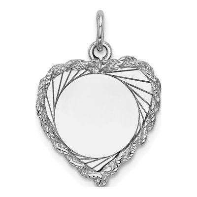 14K White Gold Heart Disc Charm