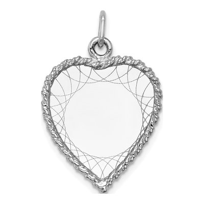 14K White Gold Heart Disc Charm