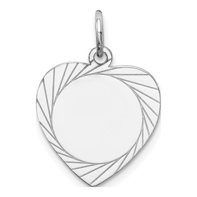 14K White Gold Heart Disc Charm