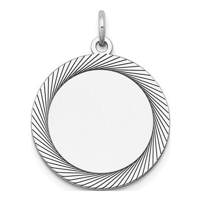14K White Gold Round Disc Charm