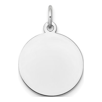14K White Gold Round Disc Charm