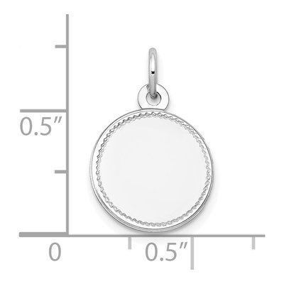 14K White Gold Engravable Round Disc Charm – view 4